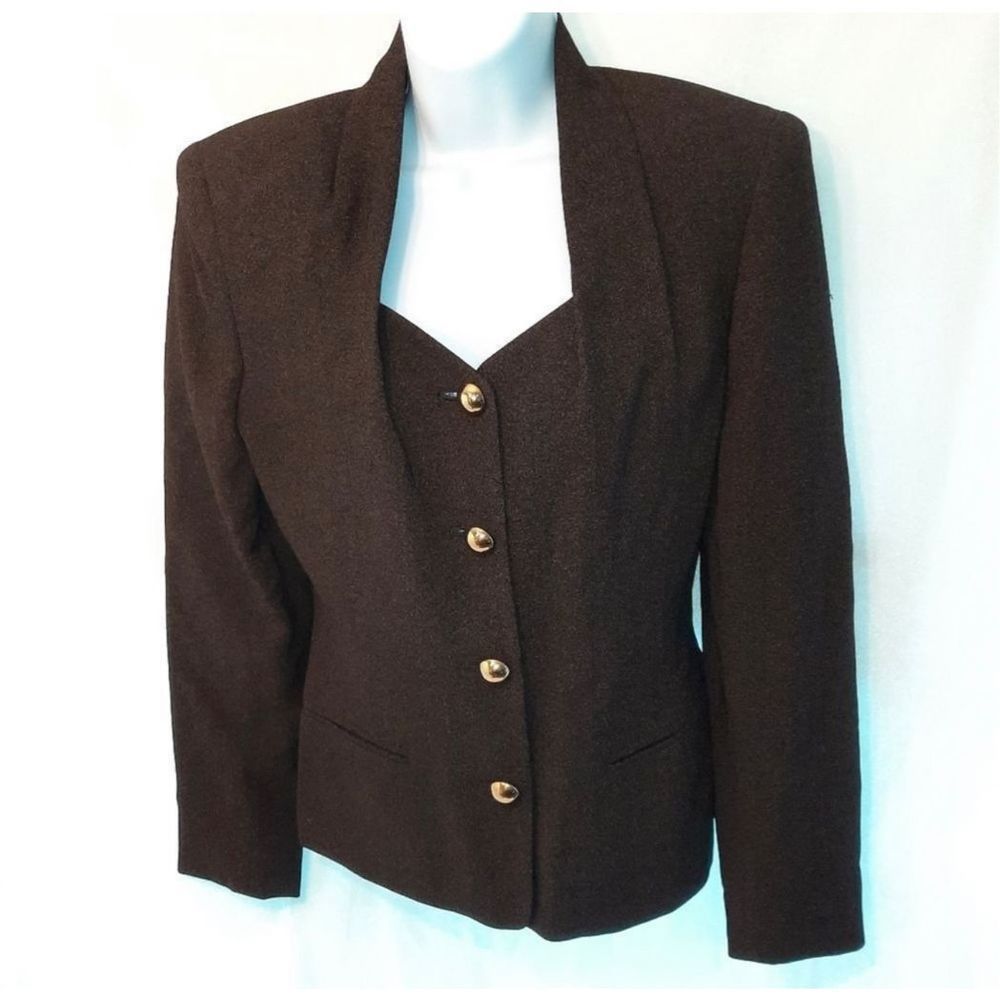 Tahari Brown Women's Blazer with Gold Buttons - Picture 6 of 14
